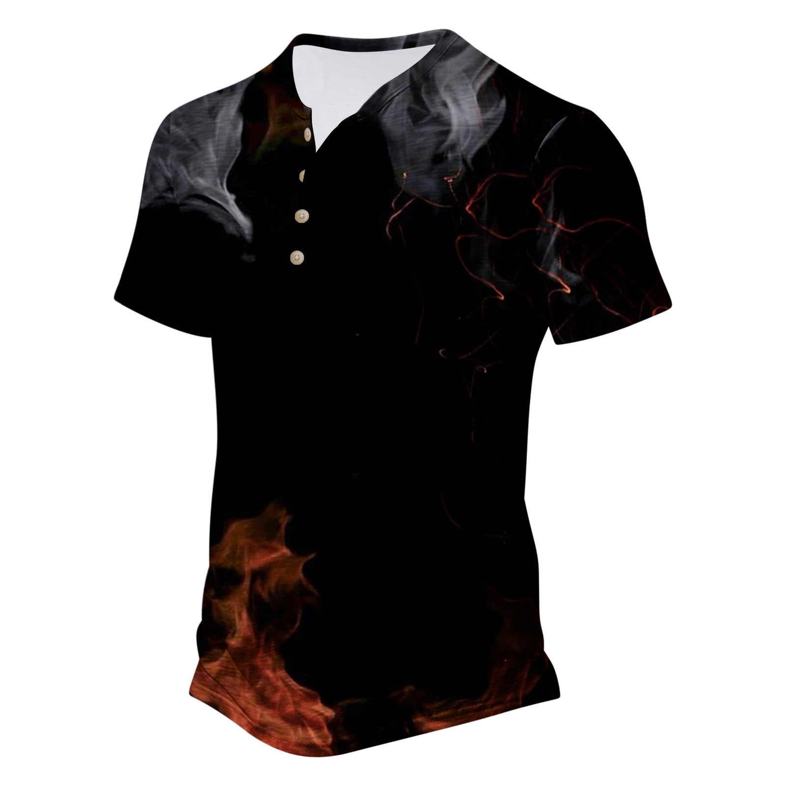 Muscularfit Mens Tops Clearance Black Short Sleeve Graphic VNeck Flame T Shirt Compression