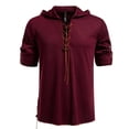 thumbnail image 1 of Muscularfit Muscle Men Tshirt Bamboo Shirts Baggy Vintage T Shirts T-Shirts Red Long Sleeve Hooded Summer Shirt,XXL, 1 of 9