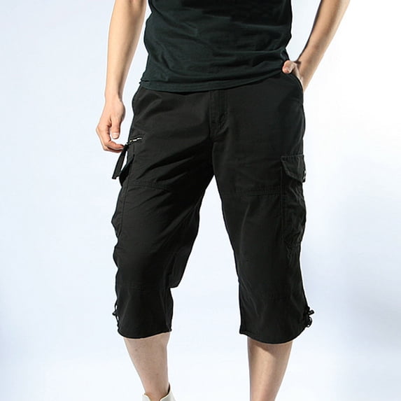 Muscularfit Outdoor Hiking Trousers Mens Casual Pants with Pockets Cargo Baggy Men's Pants Straight-Leg Black Low Rise Active Fit Size XL