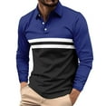 thumbnail image 1 of Muscularfit Oversized Polo Shirts Striped Golf Blue Dress Shirt Men Big & Tall Long Sleeve T-Shirt Collared Pullover Shirt,XXXXL, 1 of 7