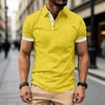 thumbnail image 1 of Muscularfit Oversized T Shirt Men Ringer Button Down Polo Shirts T Shirts Collared Yellow Short Sleeve Summer Shirt,S, 1 of 9