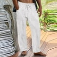 thumbnail image 1 of Muscularfit Palazzo Mens Pants Active Fit Drawstring Active Athletic Casual Gym Pants with Pockets Trousers Straight-Leg Mens Sweatpants Low Rise White Size XXL, 1 of 6