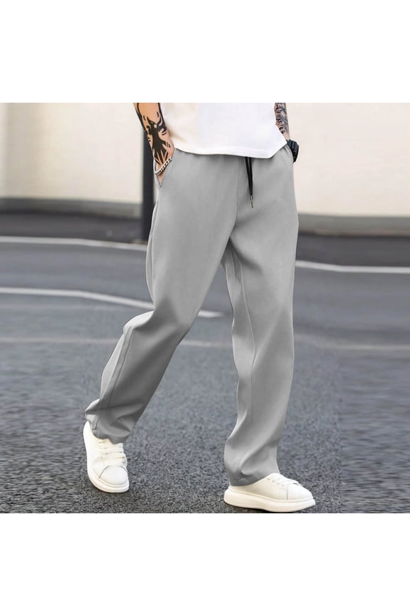Petite Pants Casual Loose Gray Men Trousers High Waisted Full Chinos Straight-Leg Baggy Hiking Pants,XXL