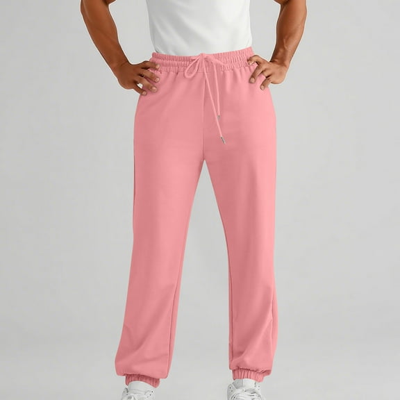 Muscularfit Pink Plus Size Joggers Men Drawstring Workout Streetwear Joggers Ankle Loose Baggy Comfy Pants,L