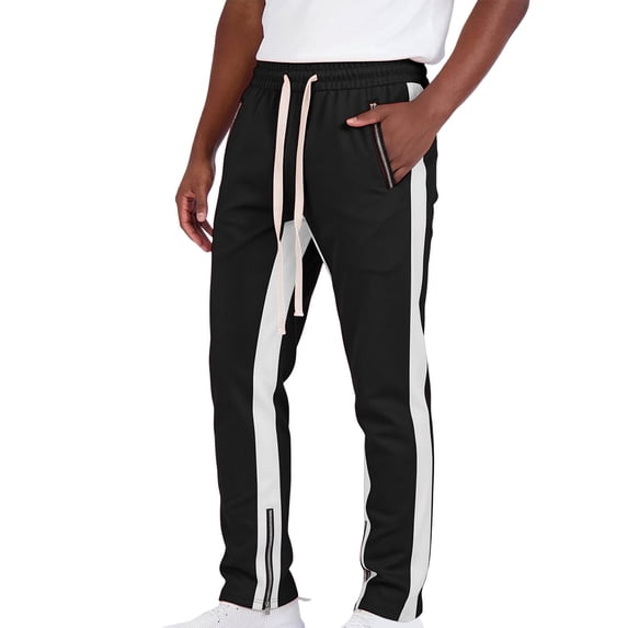 Muscularfit Pleated Sweatpants for Men Drawstring Running Workout Gym Pants with Pockets Mens Pants Low Rise Straight-Leg Black Active Fit Size XL