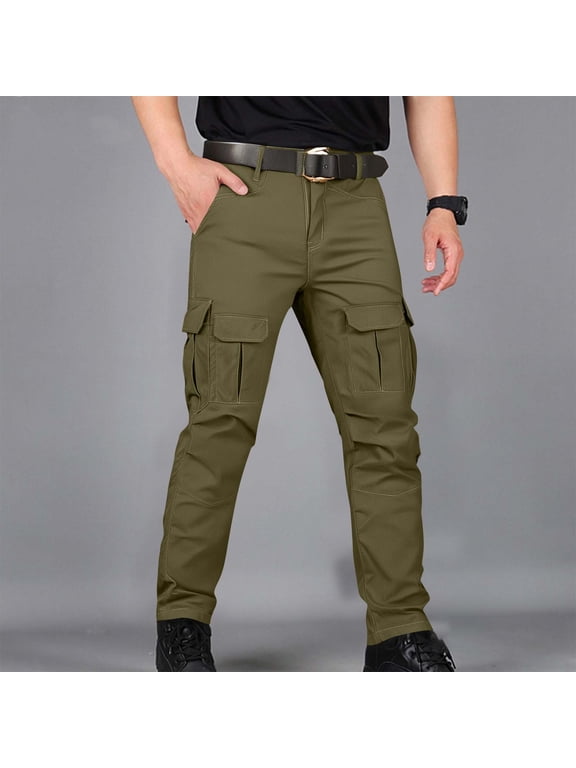 Plus Size Business Casual Pants Green Carpenter Men Slacks Straight-Leg Cargo Slim Full Hiking Pants Men,XL