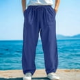 thumbnail image 1 of Muscularfit Plus Size Teacher Pants Vacation Big & Tall Blue Slacks Flat Front Full Baggy Dress Slacks for Men,XXXXL, 1 of 5