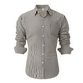 thumbnail image 1 of Muscularfit Pocket Dress Shirts for Men Black Striped French Cuff Work Tops Long Sleeve Shirts Pullover Collared Shirts,XL, 1 of 7