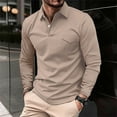 thumbnail image 1 of Muscularfit Pocket Polo Shirts Yellow Long Sleeve Dressy T Shirt Men Shirt Solid Collared Big & Tall Muscle Shirts for Men,XXXL, 1 of 6