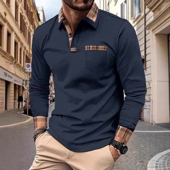 Muscularfit Pocket T Shirts T Shirts for Man Polo Shirt Baggy Muscle T Shirts Blue Long Sleeve Collared Men's Athletic Shirts & Tees,XXL