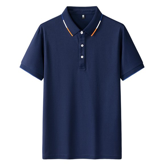 Muscularfit Polo Shirts for Men Oversized Blue Plain Button Up Tshirt Short Sleeve Collared Tee Pullover Teacher Tshirts,M