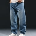 thumbnail image 1 of Muscularfit Pull On Jeans Denim Big & Tall Blue Carpenter Jeans Cargo High Waisted Wide-Leg Baggy Full Jeans Men,XXXXL, 1 of 9