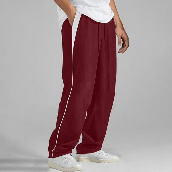 Muscularfit Red Plus Size Sweatpants Track Men Sport Joggers High Waisted Baggy Boyfriend Loose Full Sweatpants,L