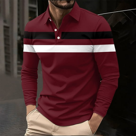 Muscularfit Red Polo Shirts Striped Polyester Oversized Boho Tops T Shirt Collared Long Sleeve Mens Dress Shirts,XXXXXL