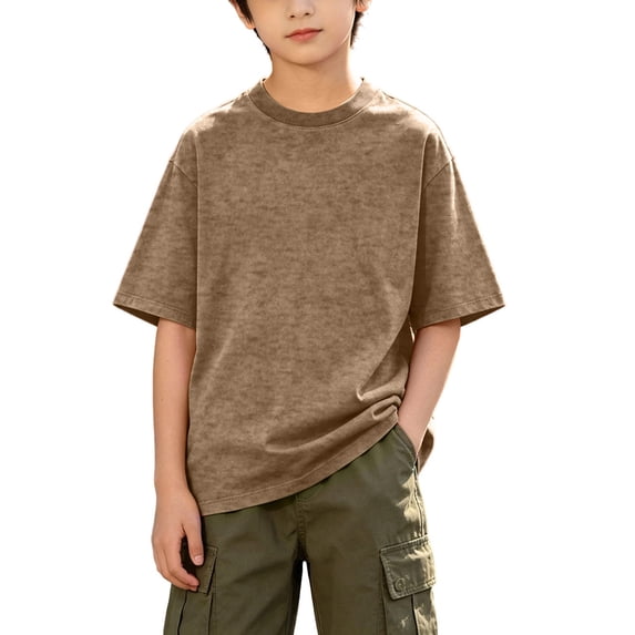 Muscularfit Relaxed Fit Boys Tshirts Raglan Boys Cotton Graphic Tee Boys Athletic Shirts Tshirts Classic T-Shirt Brown Pull-On Short Sleeve Crew Neck Third Grade Shirt,9 Years