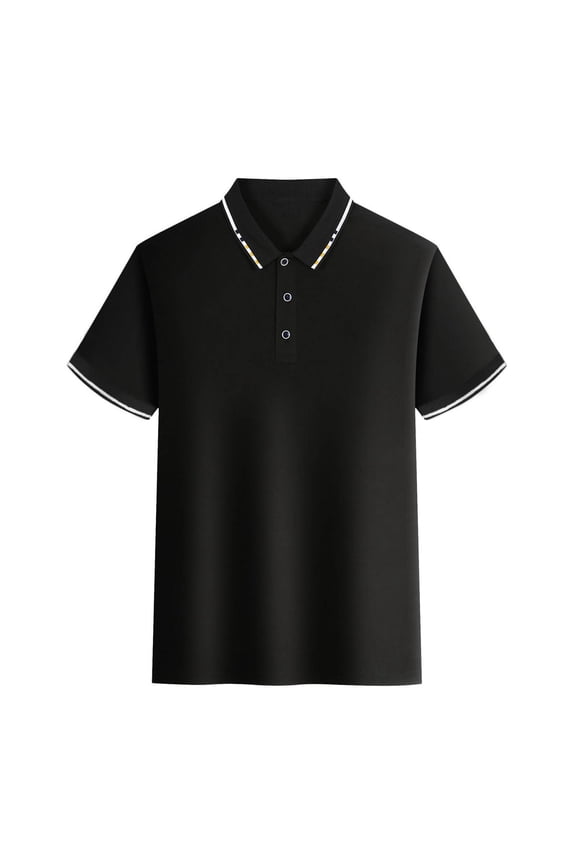 Ringer Mens T Shirt Baggy Oversized Tshirts Polo Shirt Undershirt Black Collared Short Sleeve Tee Shirts,L