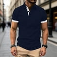 thumbnail image 1 of Muscularfit Ringer T Shirt Men Polo Shirts Button Down Oversized Undershirt Collared Blue Short Sleeve Summer Shirt,XXL, 1 of 9