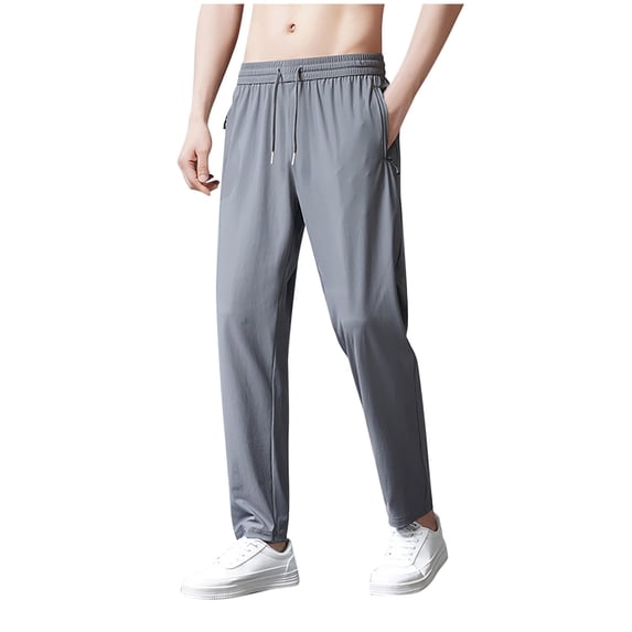 Muscularfit Running Workout Pants for Men Drawstring Gym Pants with Pockets Palazzo Mens Casual Pants Straight-Leg Gray Low Rise Active Fit Size XXXXL