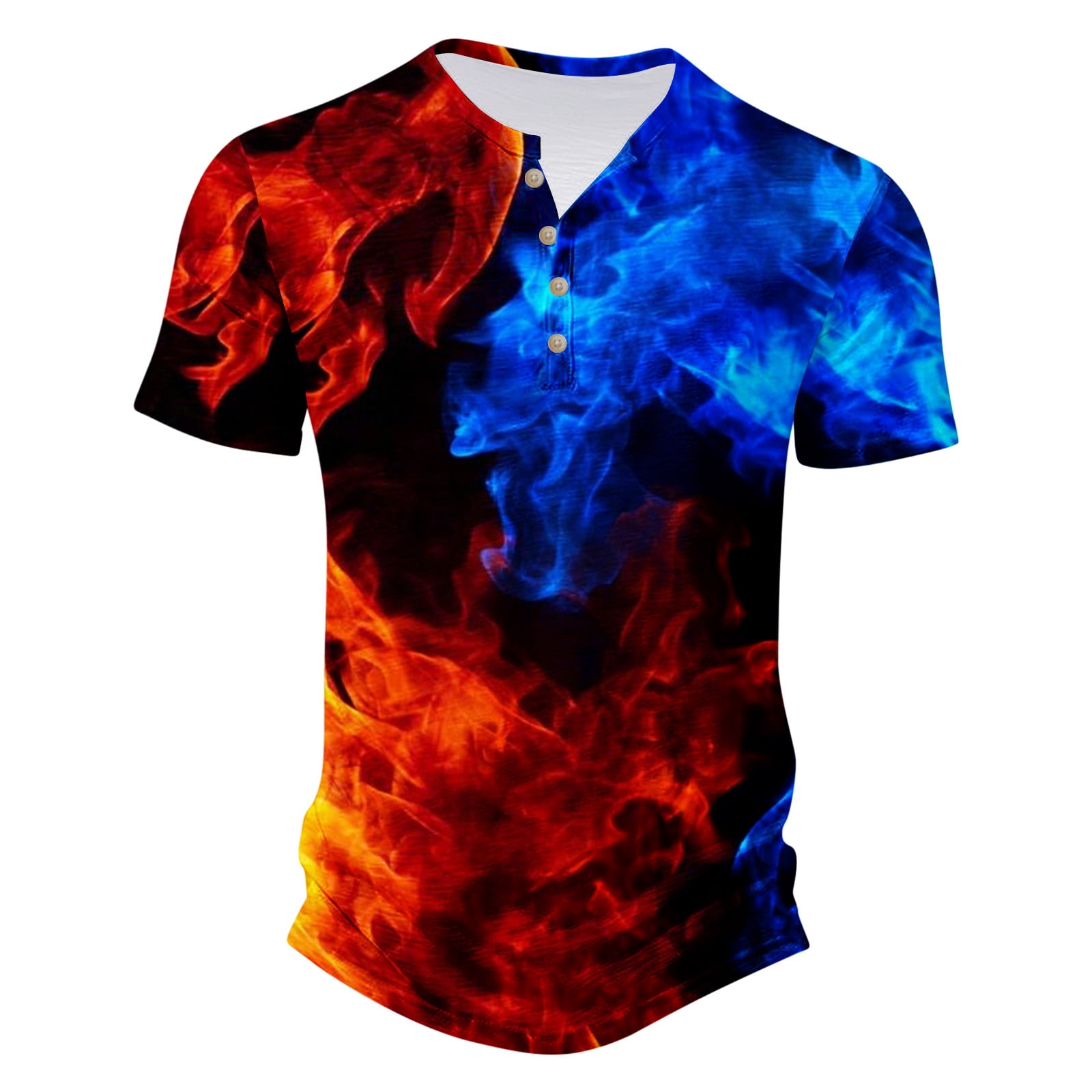 Muscularfit Short Sleeve Mens Tops Clearance Black Graphic V-Neck Flame ...