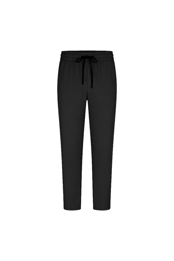 Silk Golf Pants Men Stretch Relaxed Fit Black Slacks Loose Ankle Flat Front Stretchy Work Pants,M