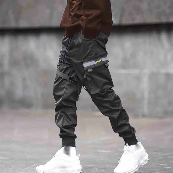 Muscularfit Stretch Cargo Pants Men Pants Slim Fit Cargo with Pockets Outdoor Hiking Trousers Low Rise Jogger Sweatpants for Men Gray Size XXL
