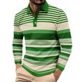 thumbnail image 1 of Muscularfit Striped Polo Shirts for Men Oversized Golf Green Work Shirts Tops Long Sleeve Pullover Collared Teacher Shirts,L, 1 of 7