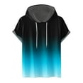 thumbnail image 1 of Muscularfit Summer Shirts for Men Short Sleeve Blue Gradient Fitness Hoodie Mens Tops Big and Tall, 1 of 4