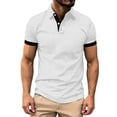 thumbnail image 1 of Muscularfit T Shirts for Man Ringer Work Shirts Polo Shirts Oversized Shirt Collared Short Sleeve White Mens Summer Shirts,L, 1 of 8