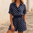 thumbnail image 1 of Muscularfit Travel Sets 2 Piece Sets for Women Going Out Cut-off Polka Dot Set Pullover Set Collared Blue Short Sleeve Regular Womens Shorts Sets,XL, 1 of 6