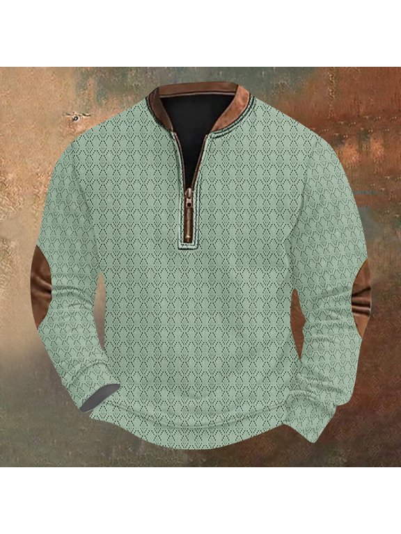 Tshirts for Men Baggy Vintage T Shirts Big And Tall Shirts Zip-Up Shirts Long Sleeve Henley Green Men Shirts Casual,S