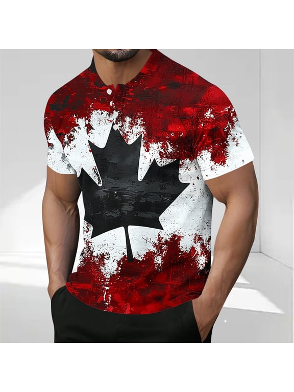 Western Shirts Tshirts Shirts for Men Baggy Muscle Oversized Tshirts T-Shirt Short Sleeve Red Henley Graphic Tees Casual Shirts for Men,L