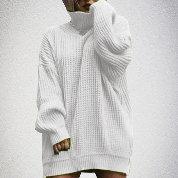 Muscularfit Women's Spring Dresses Oversized Casual Loose Popover Midi High Neck Long Sleeve Holiday Dresses