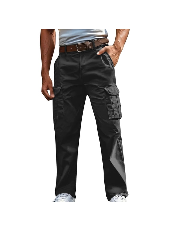 Work Pants Men Construction Black Carpenter Slacks Wide-Leg High Waisted Cargo Baggy Full Pants for Men,XXL