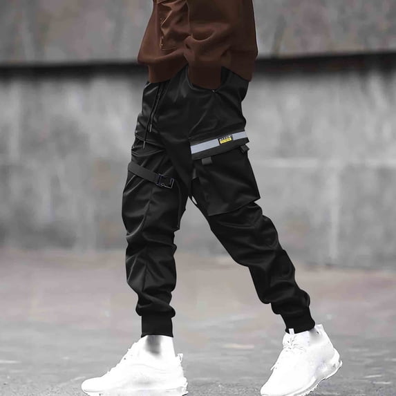 Muscularfit with Pockets Men Pants Outdoor Hiking Slim Fit Cargo Stretch Cargo Pants Pants Jogger Low Rise Sweatpants for Men Black Size XL