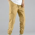 thumbnail image 1 of Muscularfit with Pockets Men's Pants Slim Fit Drawstring Cargo Casual Cargo Pants Low Rise Taper Yellow Mens Pants Casual Size XL, 1 of 9