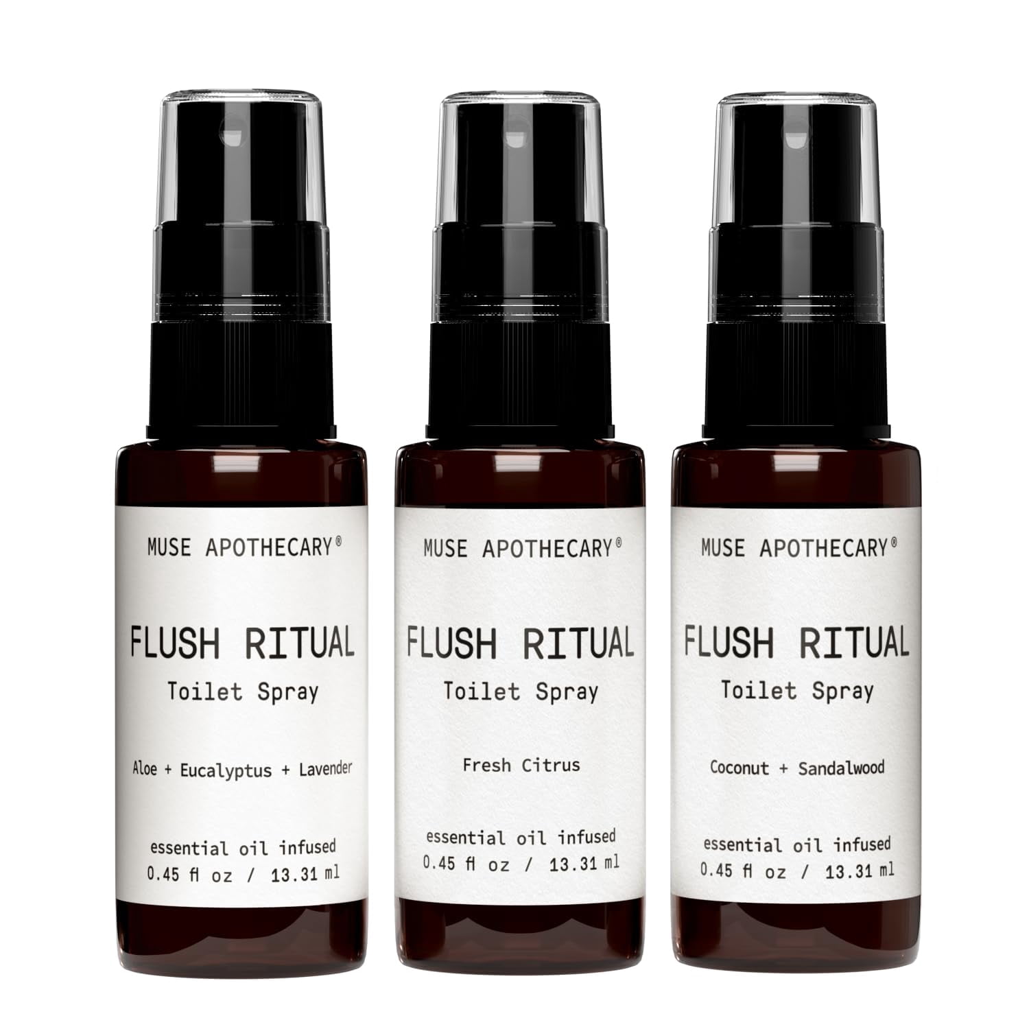 Muse Apothecary Flush Ritual - Aromatic Toilet Spray, 0.45 oz 3pk
