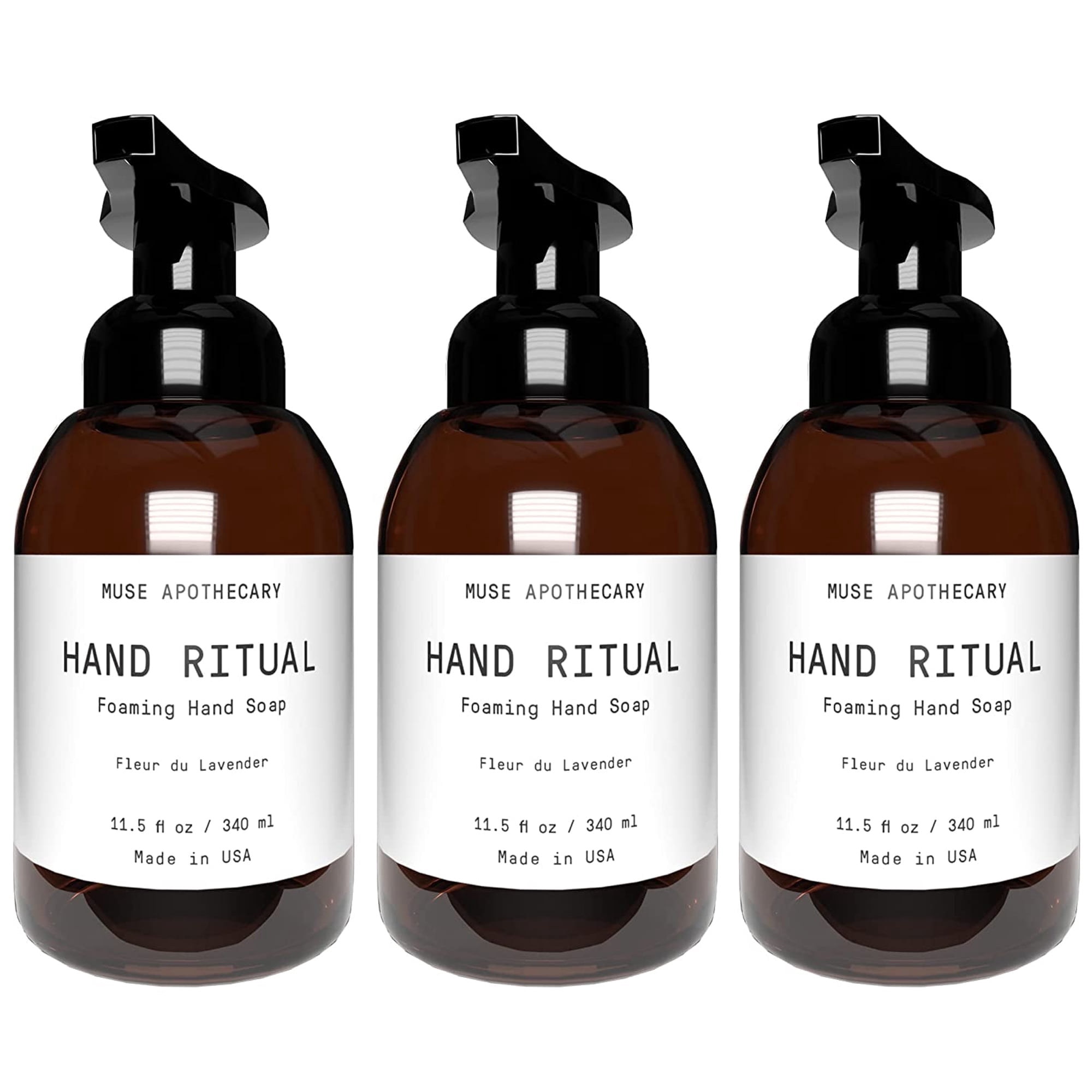 Muse Apothecary Hand Ritual Luxury Aromatherapy Foaming Soap, 11.5 Oz Fleur du Lavender 3-Pack