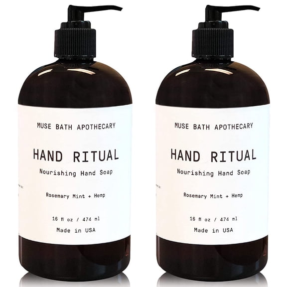 Muse Apothecary Hand Ritual Luxury Aromatherapy Liquid Hand Soap, Rosemary Mint & Hemp, 16 Oz 2-Pack