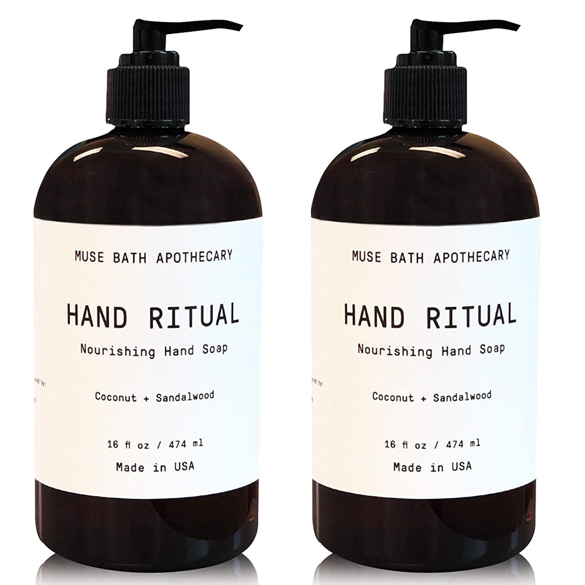 Muse Apothecary Hand Ritual Luxury Aromatherapy Liquid Hand Soap with Coconut & Sandalwood Oil, 16 Oz 2-Pack