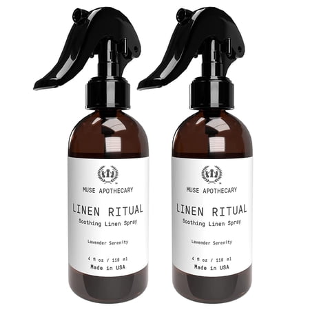 Muse Apothecary Linen Mist Luxury Aromatherapy Fabric Refresher Spray with Essential Oils, 4 Oz Lavender Serenity 2-Pack