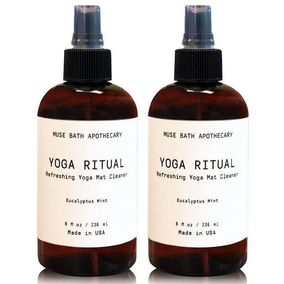 Muse Apothecary Yoga Ritual Mat Cleaner Luxury Aromatherapy Spray and Deodorizer with Essential Oils Eucalyptus Mint 8 Oz 2-Pack