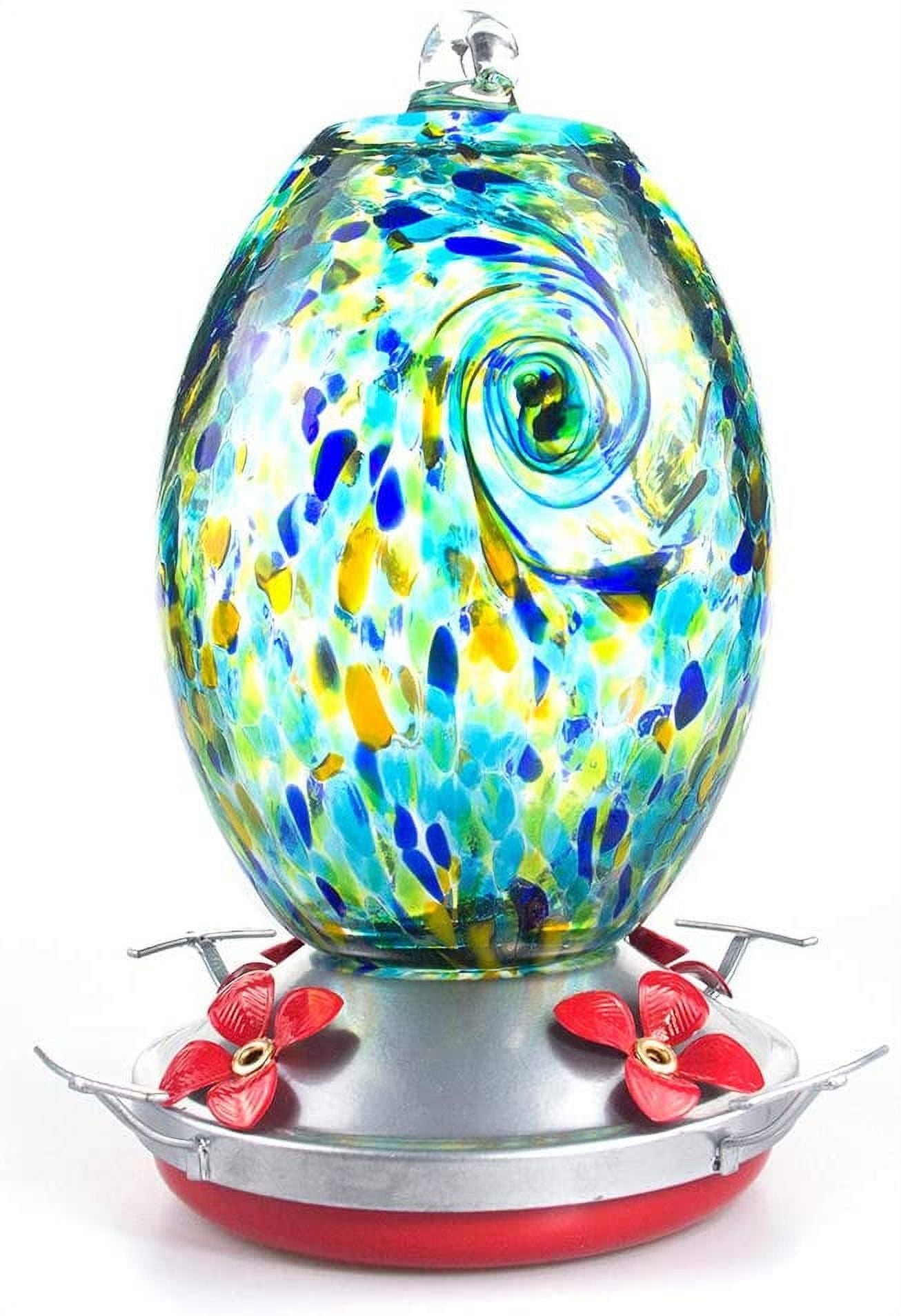 Starry Night Hand Blown Glass Hummingbird Feeder with Ant Moat