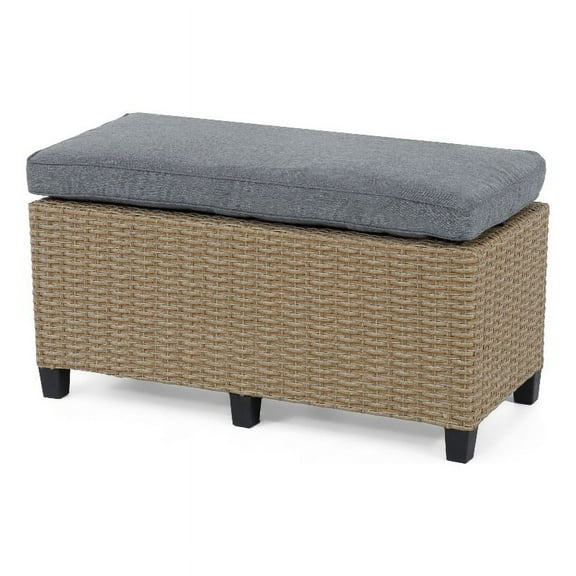 Muse & Lounge Co. Fields Outdoor Patio Bench in Natural PE Wicker / Rattan