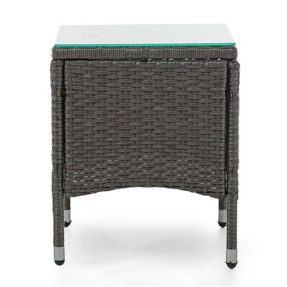 Muse & Lounge Co. Fields Outdoor Patio End Table in Gray PE Wicker / Rattan