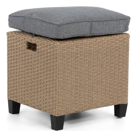 Muse & Lounge Co. Fields Outdoor Patio Ottoman in Natural PE Wicker / Rattan