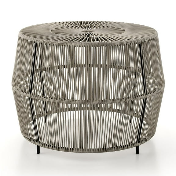 Muse & Lounge Co. Meja Wicker / Rattan Round Outdoor Coffee Table in Gray