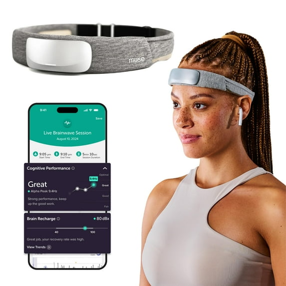 Muse S Athena: The Brain Sensing Headband - Multi Sensor Neurofeedback Devices for Meditation Monitoring with Sound Feedback - Opal (Light Grey)