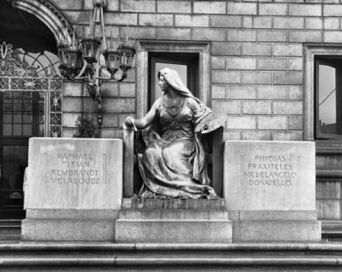 Muse of the Arts Statue in front of the Boston Public Library Boston Massachusetts USA Canvas Art - (18 x 24)