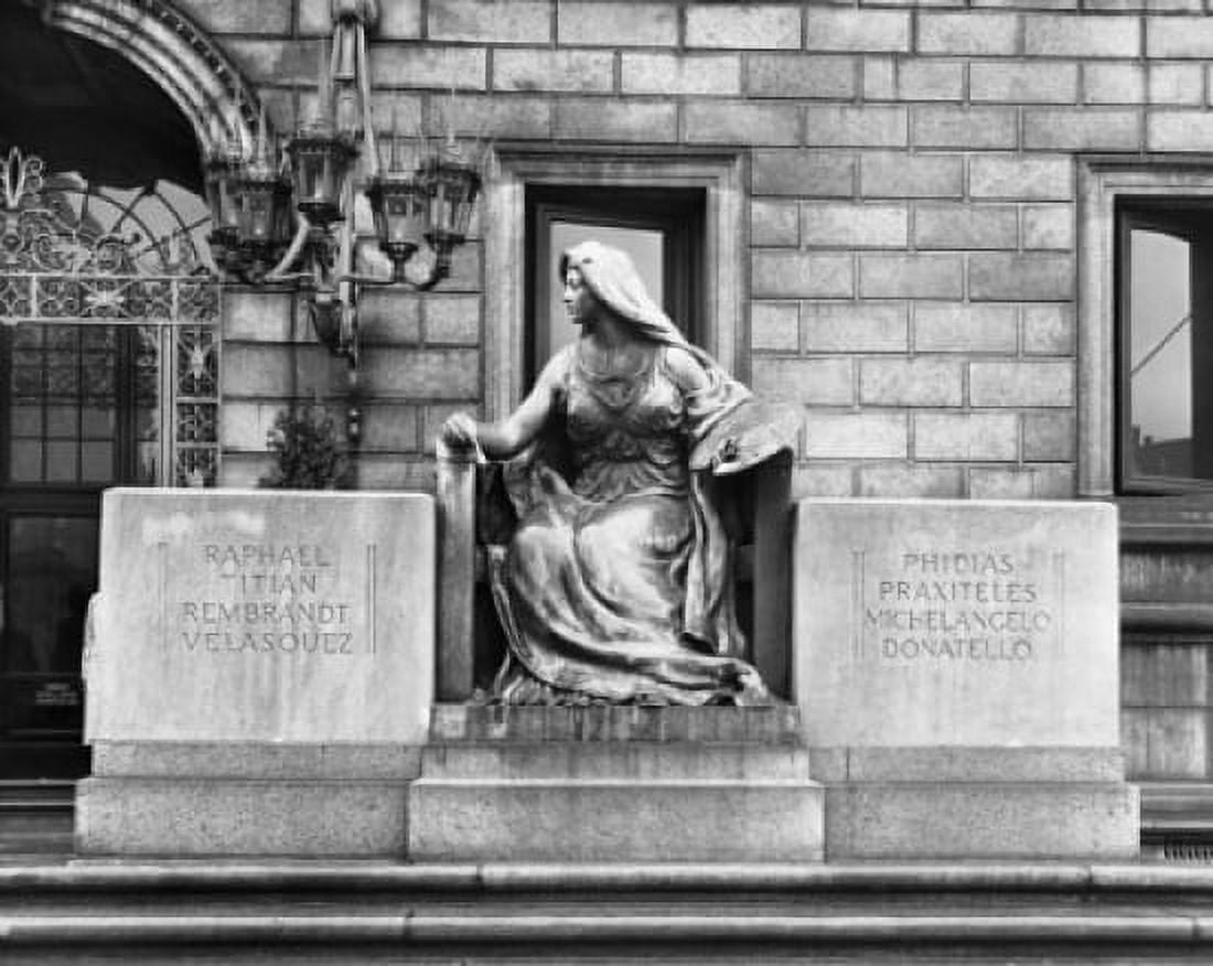 Muse of the Arts Statue in front of the Boston Public Library Boston Massachusetts USA Canvas Art - (24 x 36)