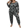 thumbnail image 1 of Musefolio Women Plus Size Casual 2 Piece Outfit Set Long Sleeve Pajama Set Loungewear Pullover Round Neck Autumn And Winter Set 1X-5X, 1 of 7